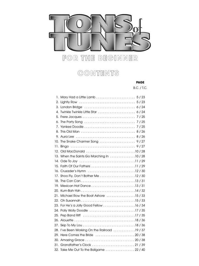 Tons of Tunes for the Beginner: Bassoon/Trombone/Euphonium BC/TC