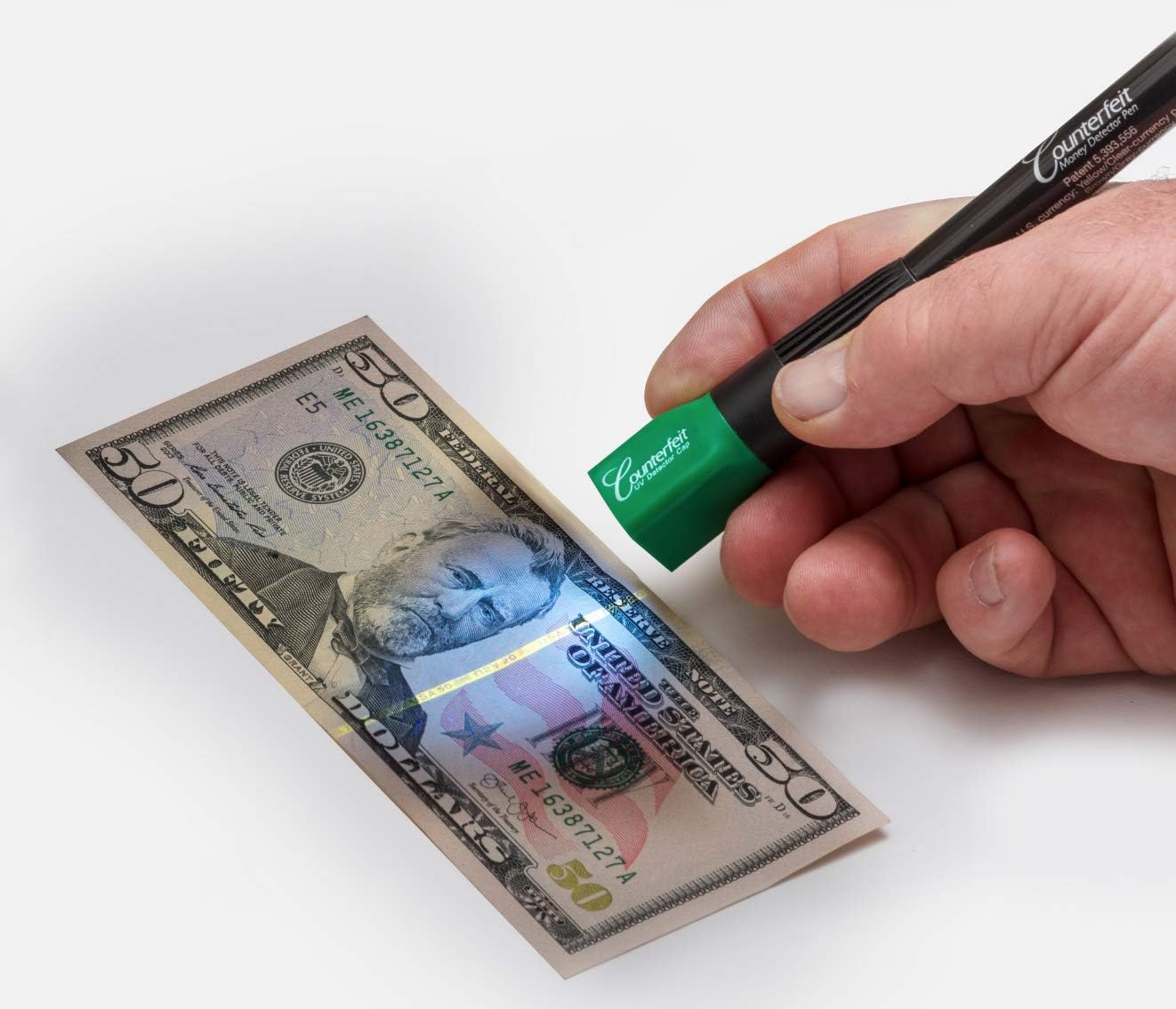 Dri Mark Dual Test - The Original Smart Money Pen with UV LED Cap Counterfeit Bill Detector System - 4 Dual Detectors UV Light/Pen Combinations Plus 2 Adhesive Holders with Coil : Office Products