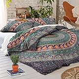 Tanya Handicrafts Mandala Duvet Cover 3 Pieces Set Bohemian Bedding Duvet Cover Set Donna Cover (California King Size)
