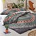 The Boho Street Range of Black and White Queen Size Duvet Cover Set with Pillow Covers, Indian Reversible Quilt Cover Flower Coverlet Bohemian Doona Cover Handmade 84
