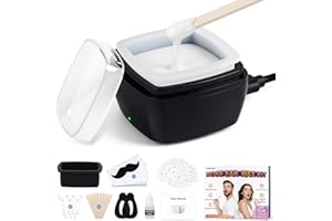 LIONVISON Men's Nose Wax Removal: Painless Hair Removal for Nose and Ears - with 100g Wax 40 Nose Hair Sticks 2 Silicone Pots - Portable Melt Machine for Home Travel Use (Black)