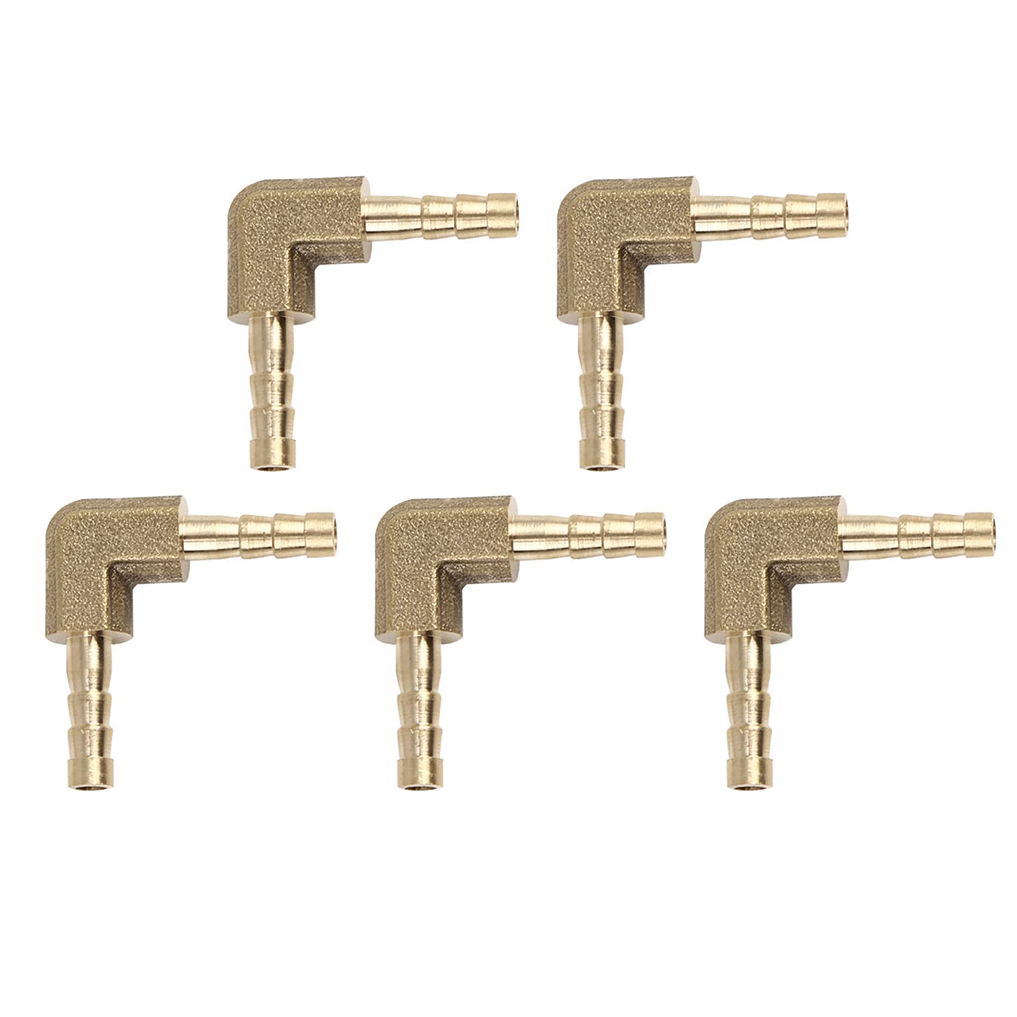 X AUTOHAUX 4mm Hose Barb Elbow 90 Degree Brass Fitting for Air Water Oil 5pcs