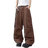 DFGIGT Mens Denim Baggy Pants with Cargo Pockets Mid Weight Casual Streetwear Wide Leg Jeans Hip Hop Skater Trousers
