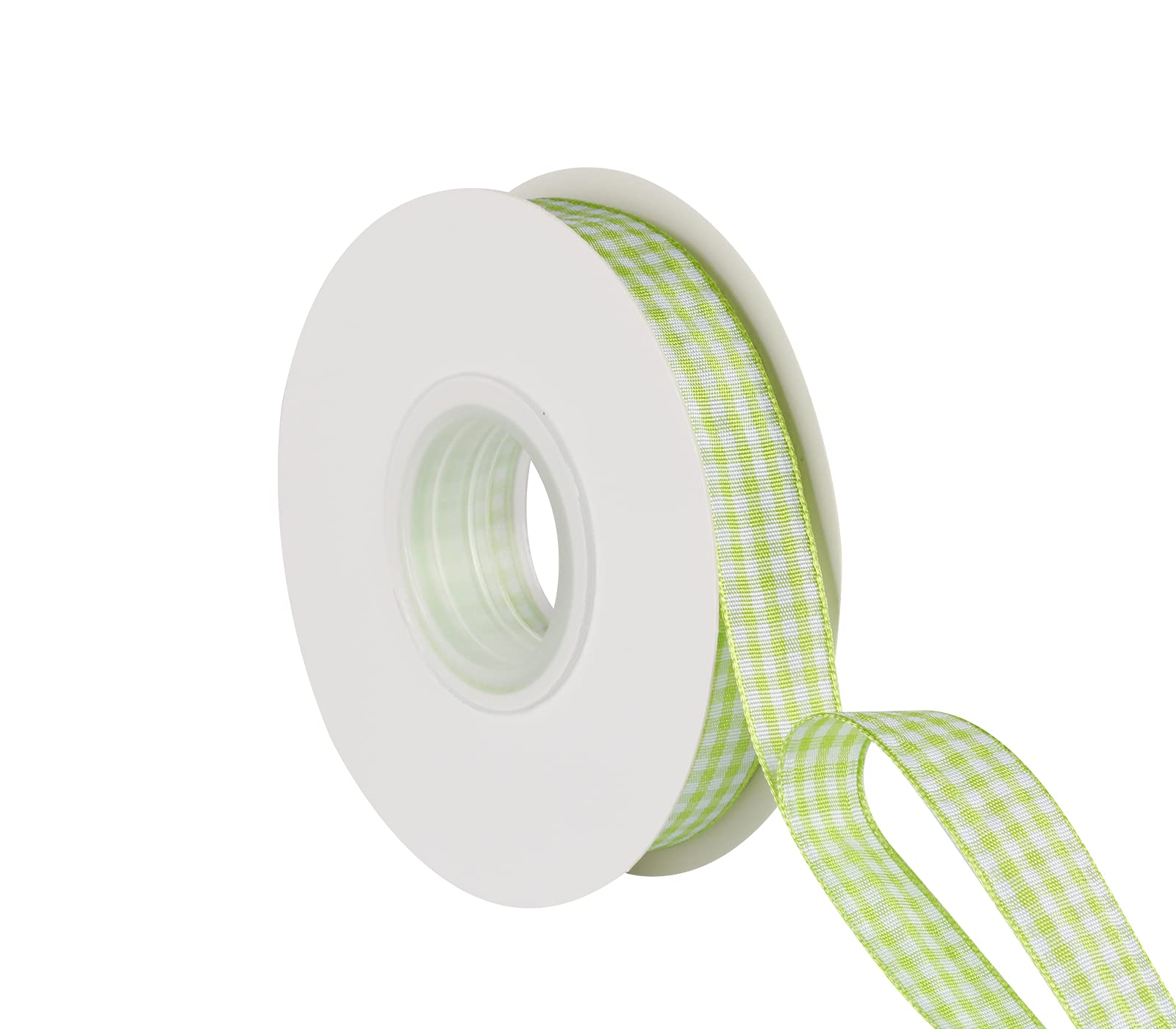 Joycrosso 16mm Wide Green and White Gingham Ribbon Plaid Ribbon, Great for Gift Wrapping Home Décor Floral Arrangement, 22 Meters-Roll