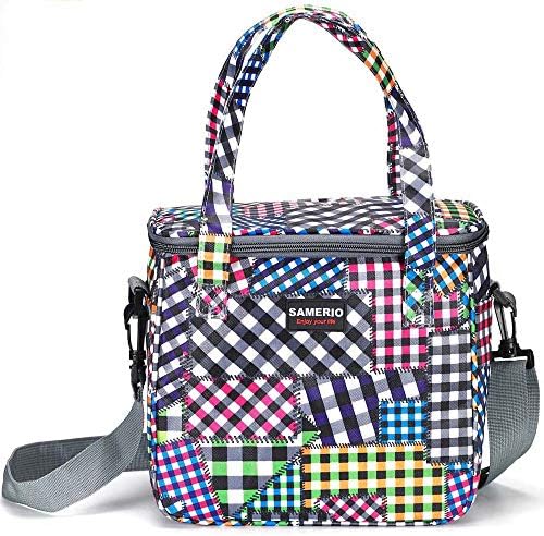 Lunch Bags for Women Insulated Lunch Box for Girls Adults Student Cooler Lunch Tote Bag with Adjustable Shoulder Strap and Front Pocket Perfect for School Office Work Picnic Outdoor Activities (Grey)