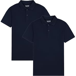 Dockers Boys' School Uniform Short Sleeve Performance Polo, 2-Pack