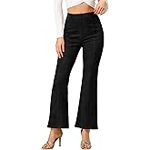 Allegra K Women's Faux Suede Pants Business Casual Wide Legs Bell Bottom Flared Trousers