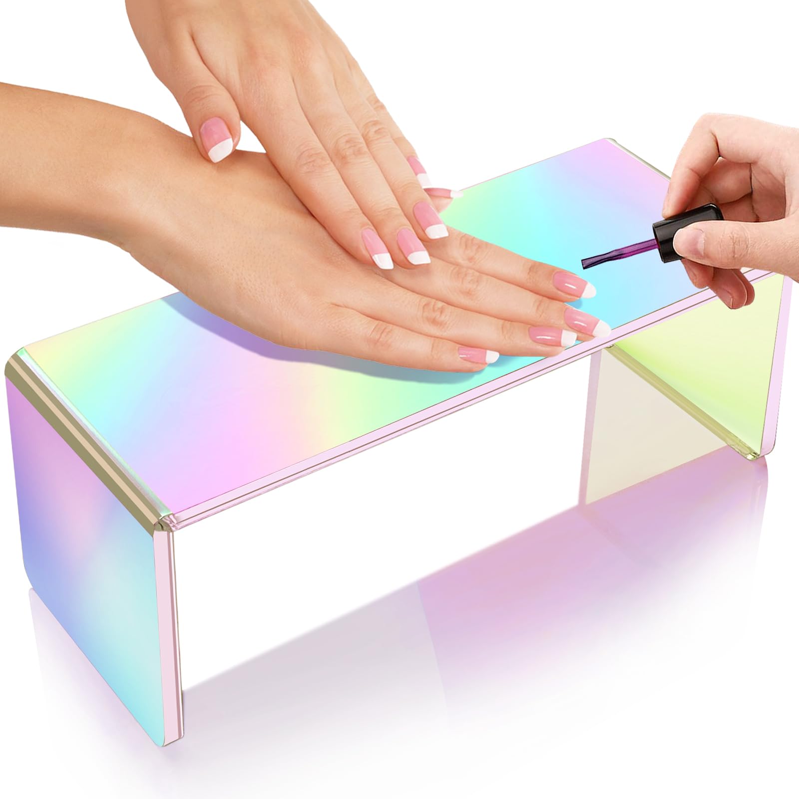 Saviland Nail Arm Rest for Nails Tech: Nail Hand Rest Dazzling Aurora Colors Manicure Nail Pillow Must Haves Easy To Use Clean Sturdy Structure Hand Rest for Nails Tech Manicure Nail Salon Home Use