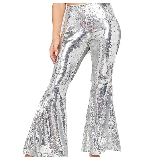 silver sequin bell bottoms