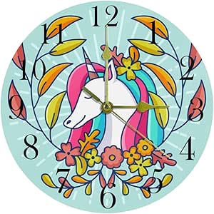 TIKISMILE Wannabe - Reloj de pared con diseño de unicornio, silencioso