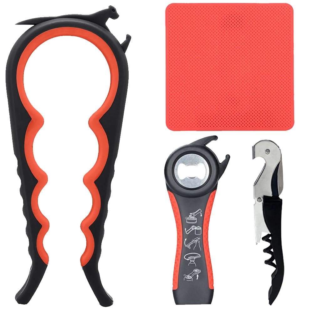 Photo 1 of Otstar Latest Jar Opener for Seniors with Arthritis, Weak Hands, Multi-function Bottle Opener with Non Slip Rubber Jar Opener Gripper Pad and Corkscrew Wine Opener