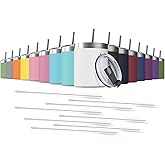 Deitybless 16 Pack 12 Oz Stainless Steel Skinny Tumbler with Splash Proof Lid, Vacuum Insulated Double Wall Thermal Cup, Outdoor Unbreakable Travel Slim Bottle for Hot Cold Drinks