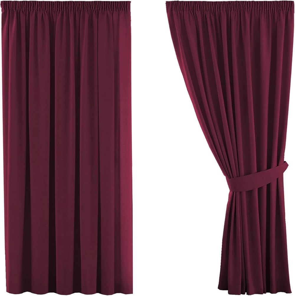 H.Versailtex Blackout Pencil Pleat Curtains 46x54 Burgundy Pair