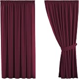 H.Versailtex Blackout Pencil Pleat Curtains 46x54 Burgundy Pair