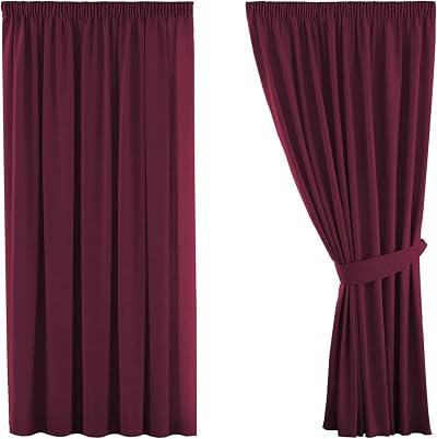 H.Versailtex Blackout Pencil Pleat Curtains 46x54 Burgundy Pair