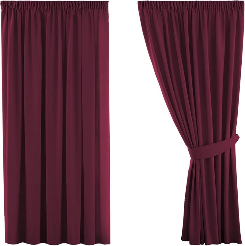 H.Versailtex Blackout Pencil Pleat Curtains 46x54 Burgundy Pair
