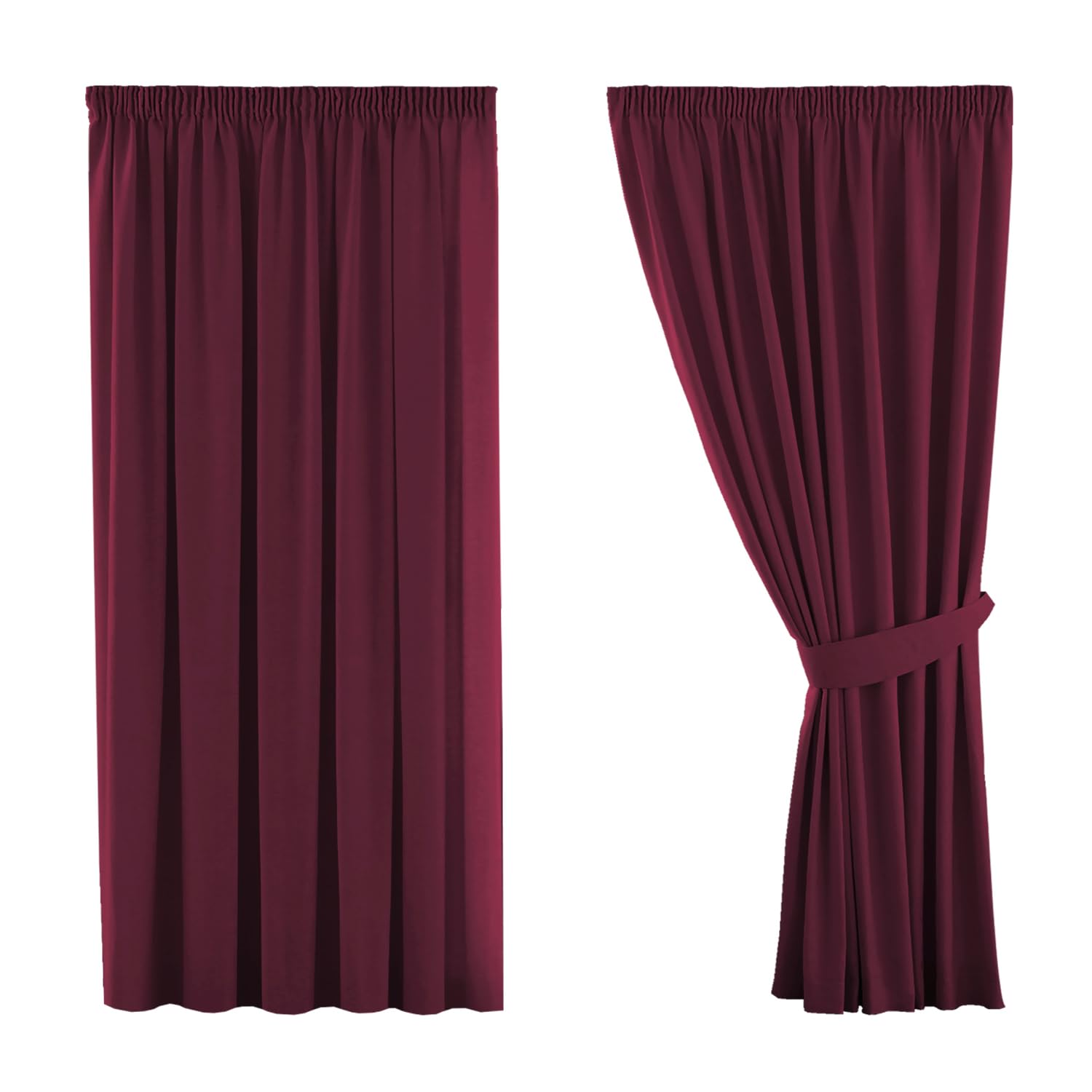 H.Versailtex Blackout Curtain, Opaque Curtain with Eyelets, 2 Pieces 245 cm x 130 cm (H x W), Set of 2, textile, Burgundy, 2 x W46'' x D54''