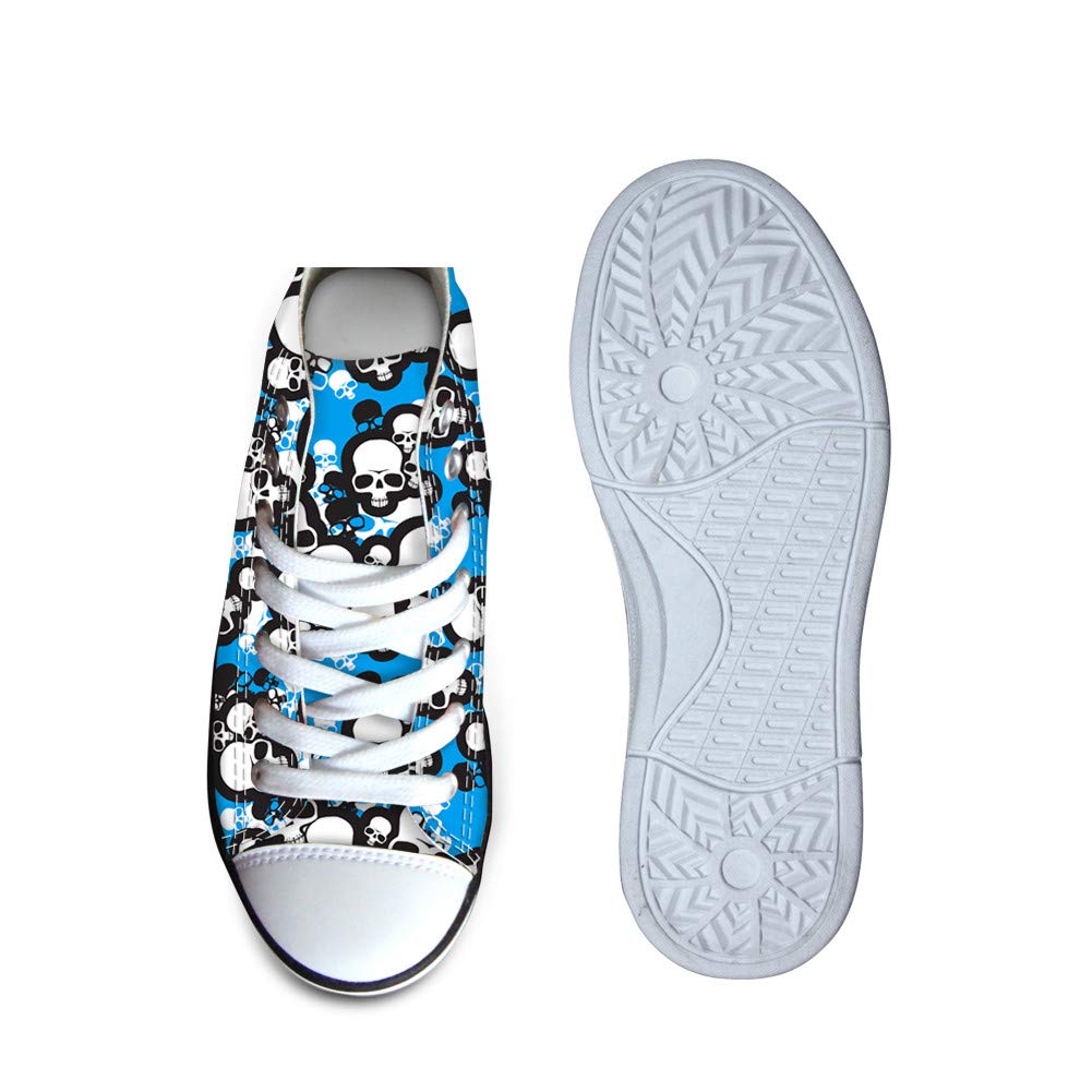 Girls Sneakers Mumeson Boys Girls Canvas Shoes High Top Sneakers Comfortable Flats Cool Skulls Printed Skateboard Shoes Athletic Sneakers