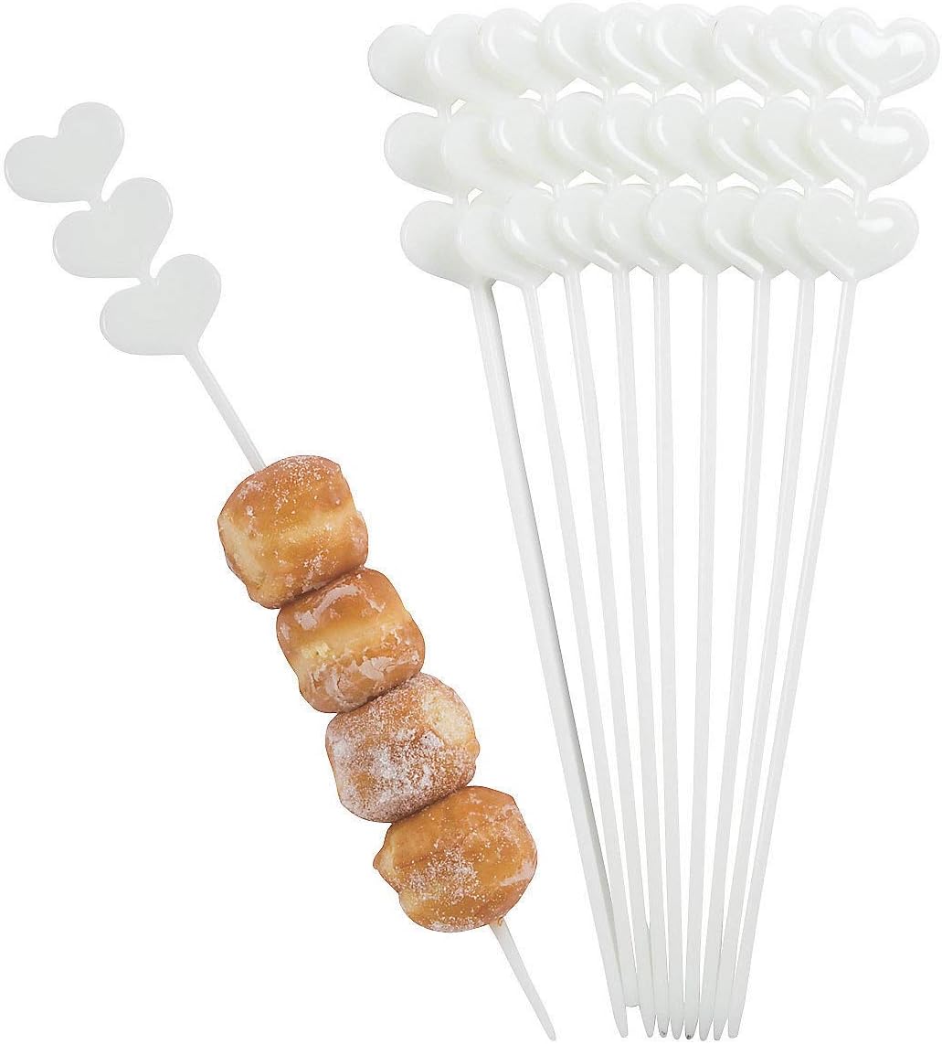 Plastic Heart Skewers (25 white skewer sticks included