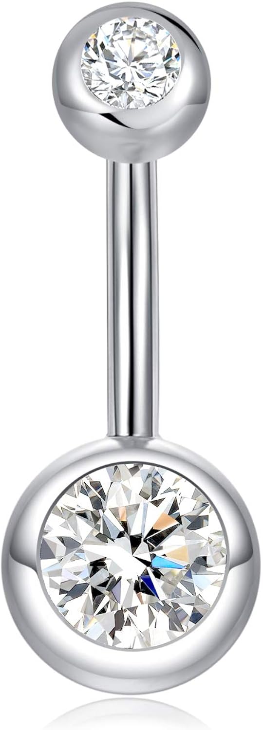 SILBERTALE Sterling Silver Belly Button Rings for Women Men