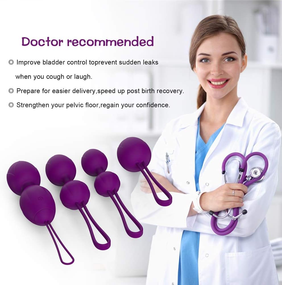 Ben Wa Kegel Balls Weighted Exercise Kit for Beginner -Kegel Balls for Tightening RFY 3 in 1 Kegel Exercise Weights System for Women, Bladder Control & Pelvic Floor Exercises (Purple): Health & Personal Care