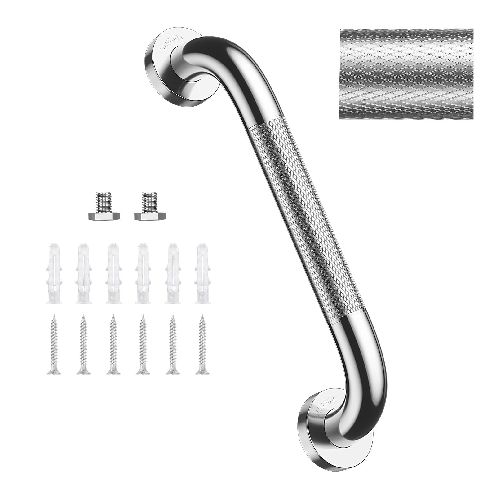 supregear Grab Rail for Bathroom, Anti Slip Shower Grab Bars for Seniors, Safety Handicap Grab Bars, Shower Handle for Wall Elderly, 32 mm Diameter 304 Stainless Steel Heavy Duty Handrail, 30 cm