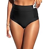 Tempt Me Women High Waisted Swimsuit Bikini Bottoms - Tummy Control Swim Bottom Full Coverage Bathing Suit with Pockets 2025