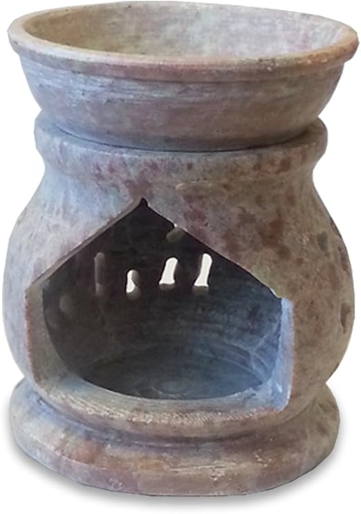 Jali Carved Soapstone Essential Oil Burner/Aromatherapy Oil Burner