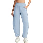 H Hellisal Womens Baggy Wide Leg Pants Barrel Leg Sweatpants Casual Elastic Waisted Stretch Travel Pants with Pockets