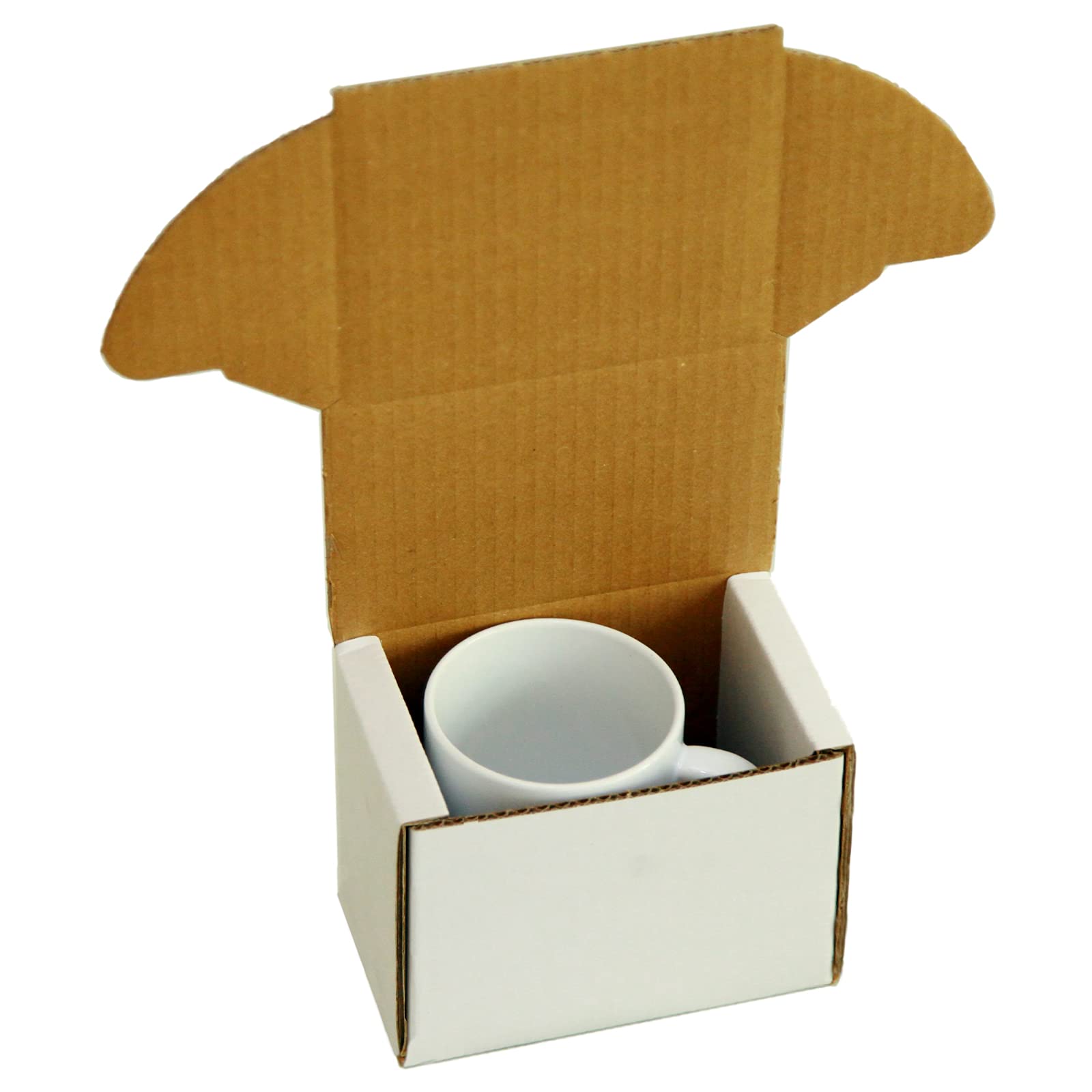 KAPCO 15 White Gift Boxes for Shipping, Mailing, Packing | Durable Packaging Corrugated Smash Proof Box Storage Solution for Fragile Items | Easy Fold & Lock, No Tape Needed (15 x 11 x 9.5cm)