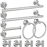 10pcs Bathroom Hardware Set, Brushed Nickel Bathroom Hardware Set, Including 16" Hand Towel Bars, Toilet Paper Holders, Towel Rings, Robe Towel Hooks