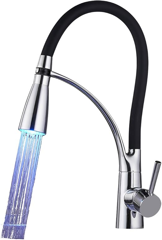 Owofan Led Kitchen Faucet Pull Down Spray With Light Single Lever