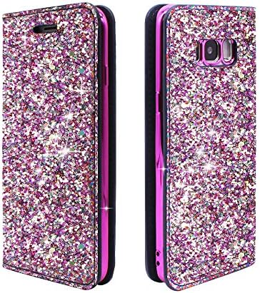 Galaxy S8 Case,ClarksZone Galaxy S8 Wallet Case Sequins Glitter PU Leather Cover + Soft Plating TPU with Card Slots,Kickstand Feature,Magnetic Closure Flip Case for Samsung Galaxy S8 - Multi-Colored