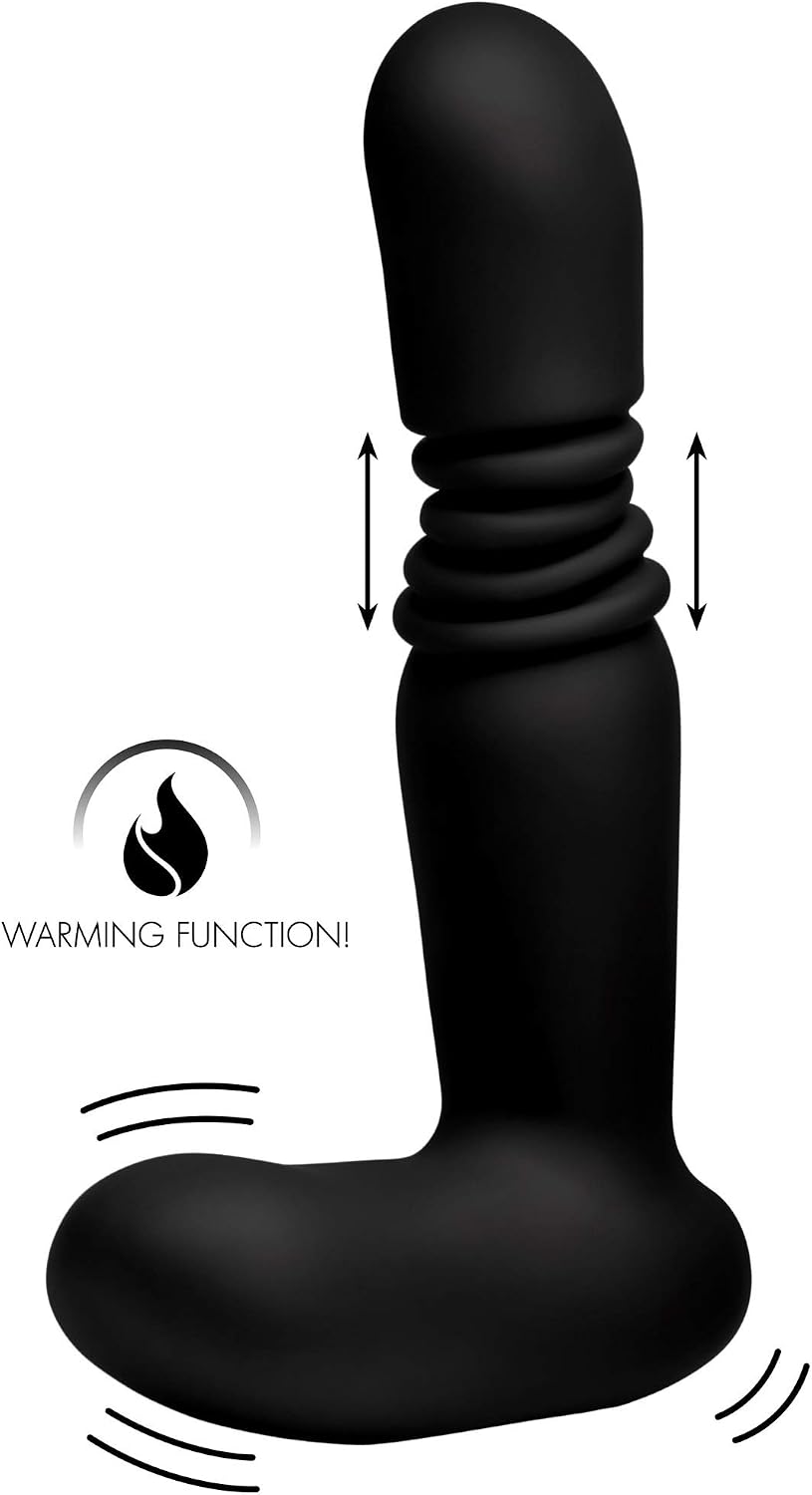 Silicone Thrusting Anal Plug with Remote Control, Black - Image 3