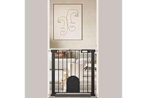 TSAYAWA Narrow Baby Child Safety Dog Gate with Small Door Pet Gates Walk Through Door for Stairs Auto Close Black 29.53"-32.2
