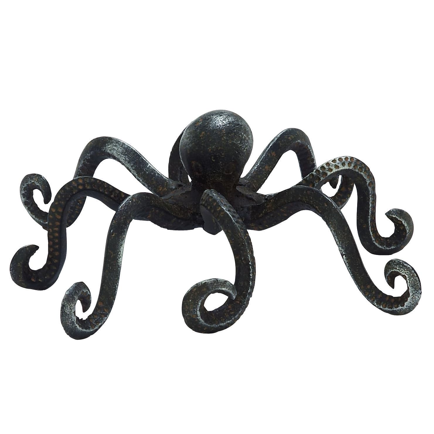 Photo 1 of Deco 79 Metal Octopus Decorative Sculpture Home Decor Statue with Long Tentacles and Suctions Detailing, Accent Figurine 12" x 9" x 4", Black