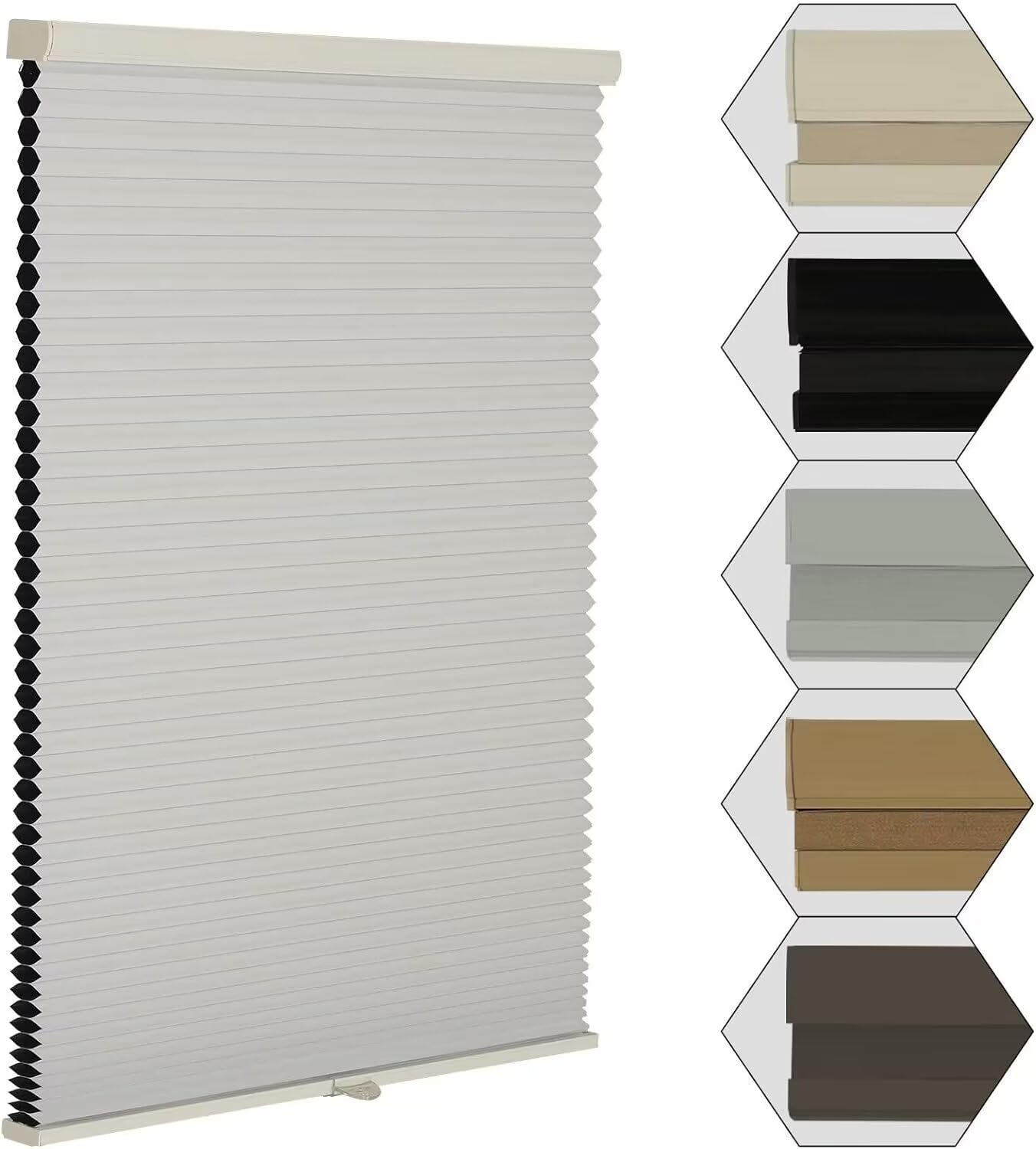 MYshade Cordless Blackout Window Blinds & Shades Pull Down Room Darkening Window Shades Light Blocking Honeycomb Cellular Shade for Indoor Windows Easy to Install 24 inch Wide, H48 White Blinds Image