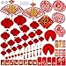 Supla 82 Pcs Chinese New Year Decorations Chinese Hanging Good Luck Ornaments Red Lanterns Festive Tree Ornaments Paper Fans for Asian Chinese Lunar New Year 2025 Year of The Snake Party Decor