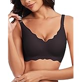 WOWENY Scalloped Wireless Bras for Women No Underwire Push Up Bra Soft Comfort Seamless Full Coverage Bralettes Everyday Bra