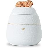 Dog Shaped White Pet Urn for Dogs Ceramic Dog Urns for Ashes Box –Cute Decorative Ashes Container for Dogs