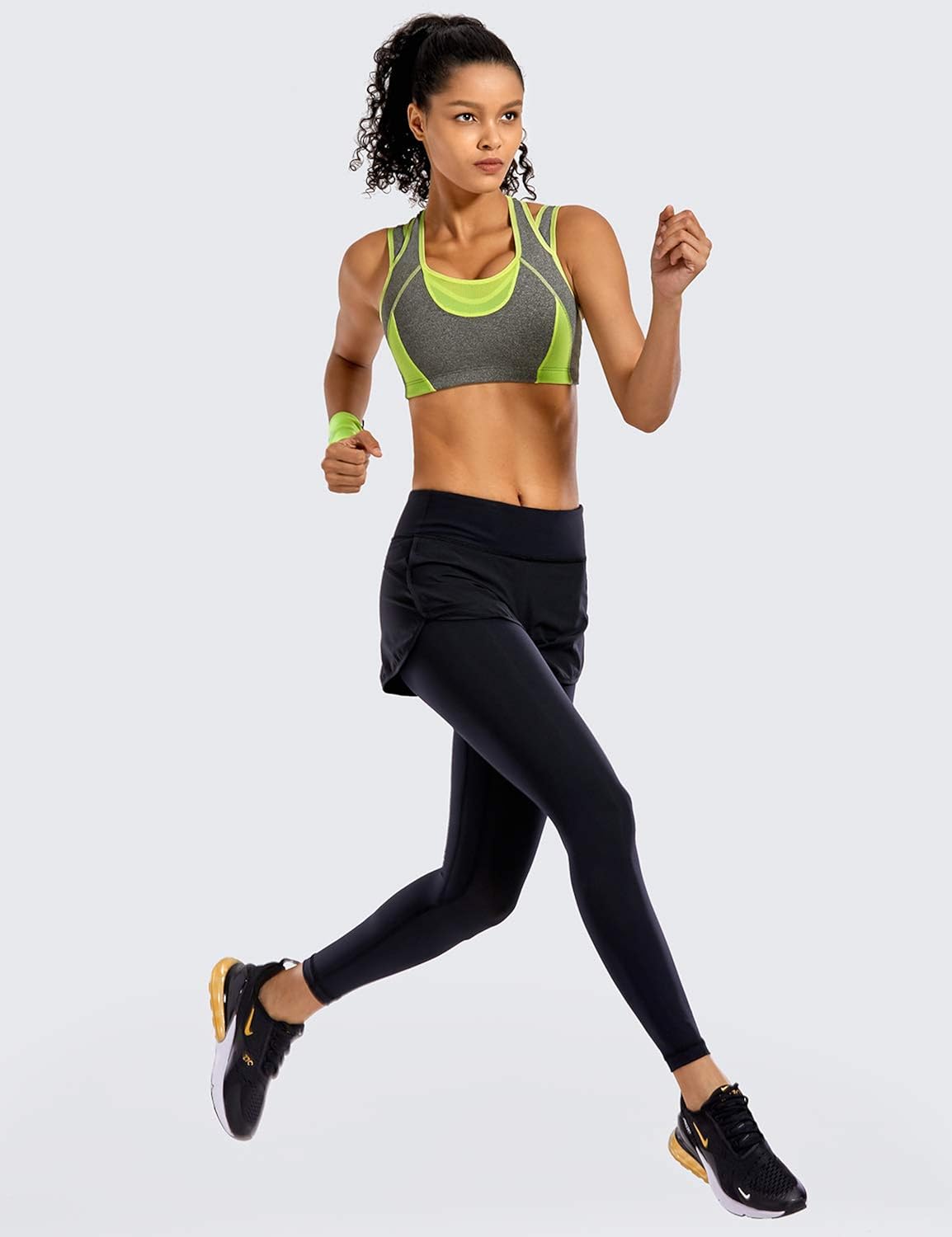 SYROKAN Women's Workout Sports Bra High Impact Support Bounce Control Wirefree Mesh Racerback Top at  Women’s Clothing store