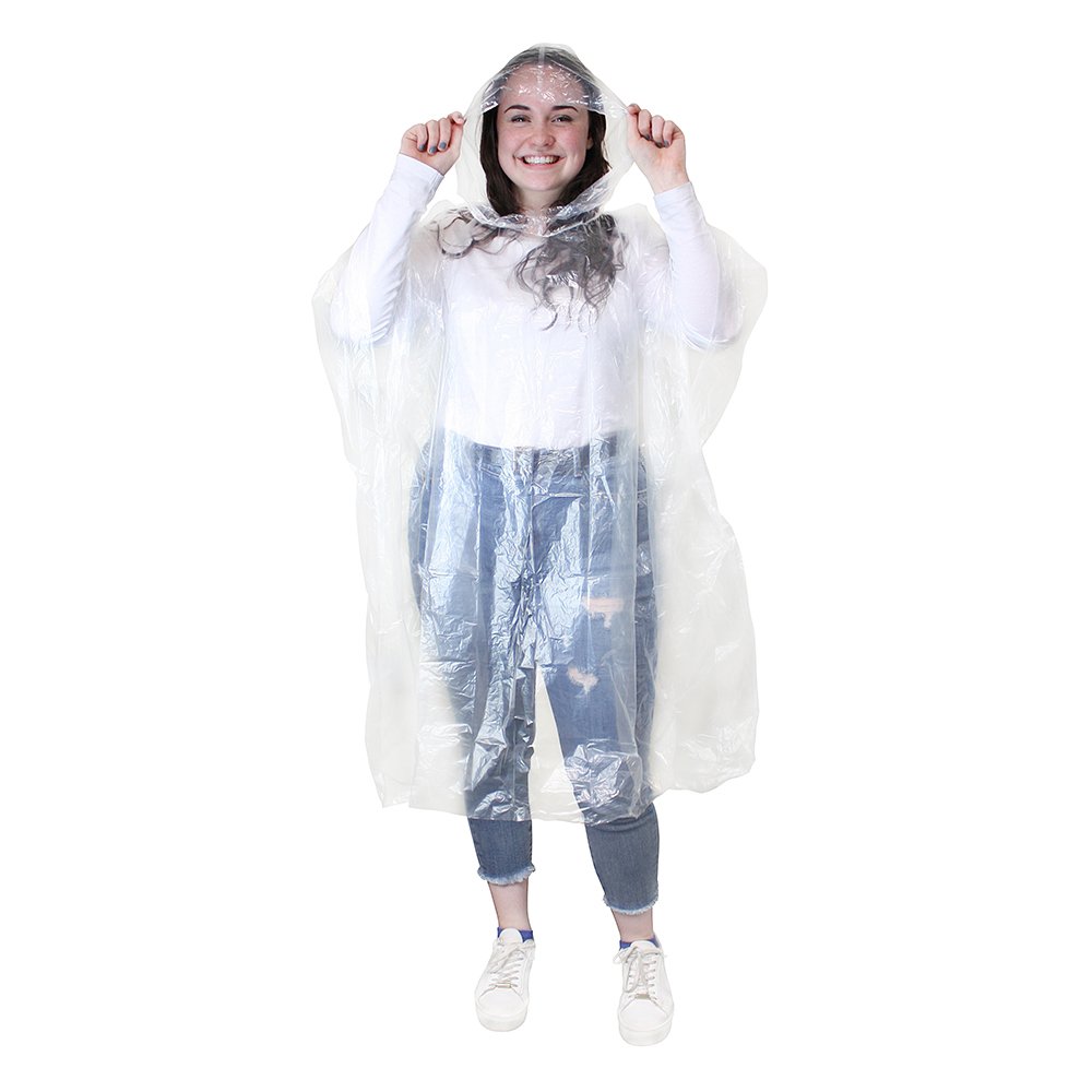 eBuyGB Unisex Transparent Waterproof Emergency Rain Ponchos Great for Raincoat Festivals and Outdoor Events x 4, Transparent, 14 10.9 3.3 cm UK