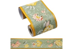 REDODECO Peel Stick Green Floral Wallpaper Border Self Adhesive Elegant Molding Wall Ceiling Decorative Border Sticker for Bathroom Living Room Kitchen 4inch by 32.8ft