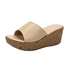 fereshte Women's Synthetic Leather Peep Toe Chic Flower Platform Slide Sandals for Beach Holiday