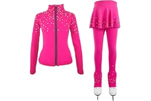 LIUHUO Figure Ice Skating Training Pants Jackets Girls Womens Fleece Shiny Colored Diamond Girl Comfortable Warm Tracksuit