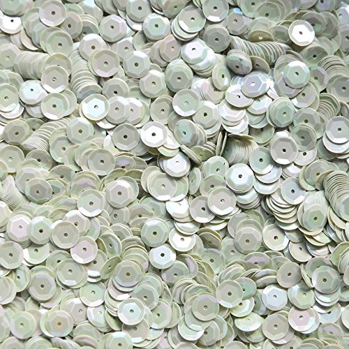 8mm Cup Sequins Aqua Antiqued Opaque Iris Rainbow Iridescent Loose Facet Paillettes Made in USA