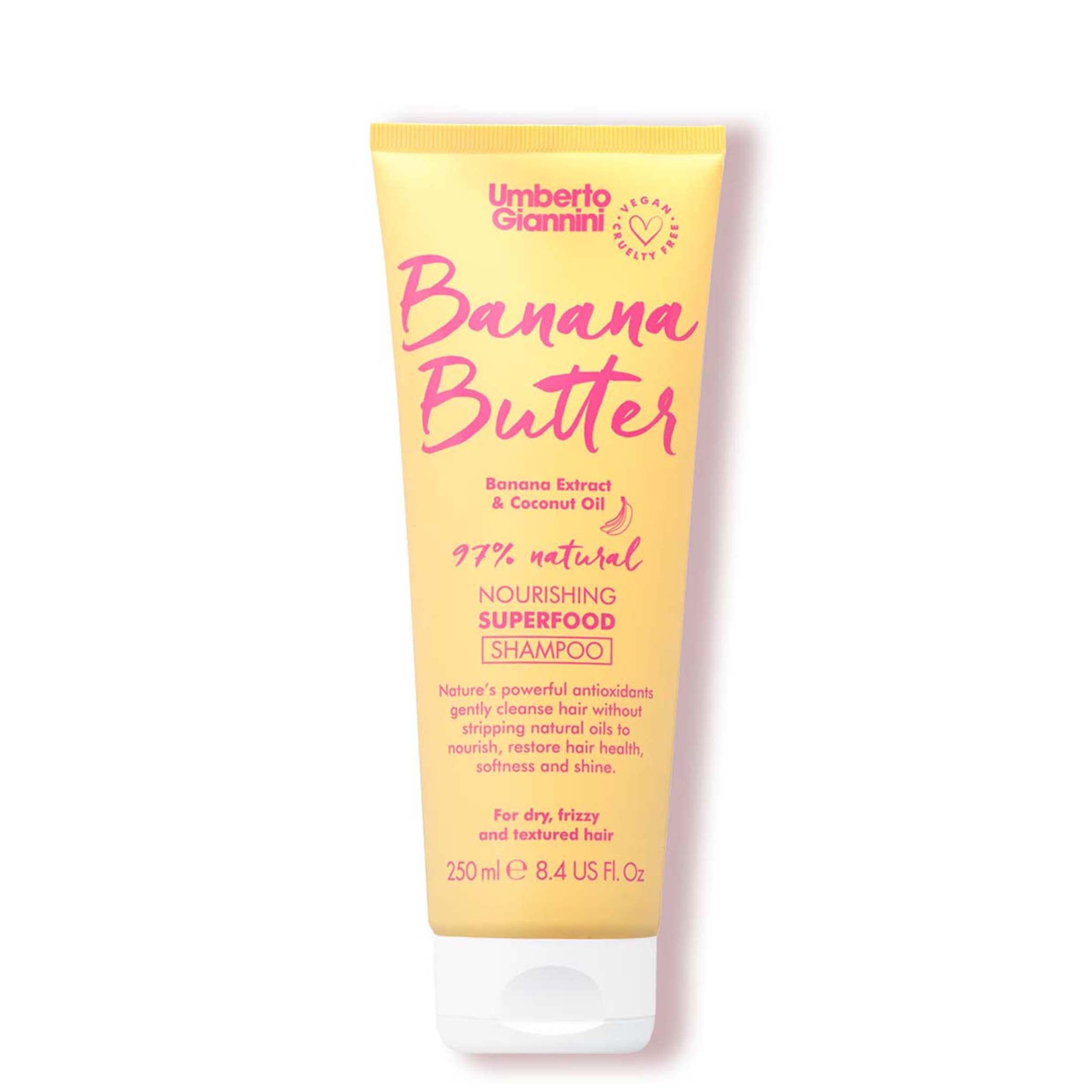 Umberto Giannini Banana Butter Nourishing Superfood Shampoo, Vegan & Cruelty Free Moisturising Formula for Dry, Textured or Frizzy Hair, 250 ml… — image 1