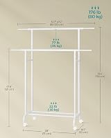 SONGMICS Double Clothes Rail on Wheels 83-120 cm Extendable 80 kg HSR133W01 view 6