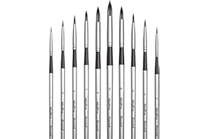 Nicpro 10 PCS Watercolor Paint Brushes, Round Tip Artist Painting Brush Set for Water Color, Acrylic Oil, Gouache, Ink, Detai
