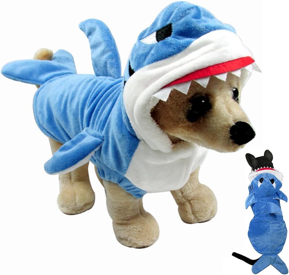 Gimilife Funny Dog Cat Shark Costumes, Pet Halloween Christmas Cosplay Dress, Halloween pet Costumes Pet Pajamas Clothes Hoodie Coat Puppy Winter Coat for Small Medium Large Dogs and Cats